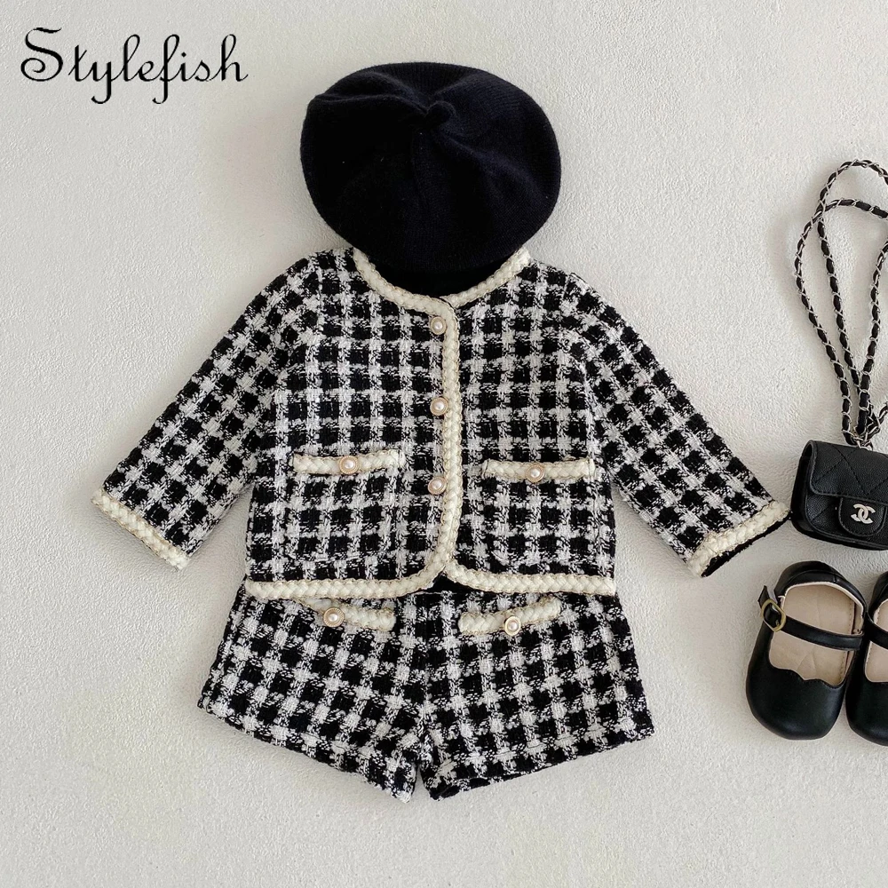 Baby Long Sleeve Plaid Sweater Set