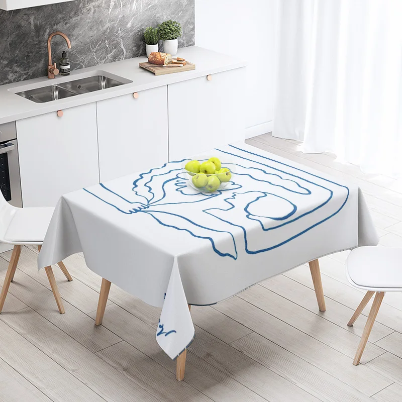 Ins Style Morandi Abstract Geometric Pattern Tablecloth Waterproof and Fade-proof Cafe Nordic Style Decorative Tablecloth 5
