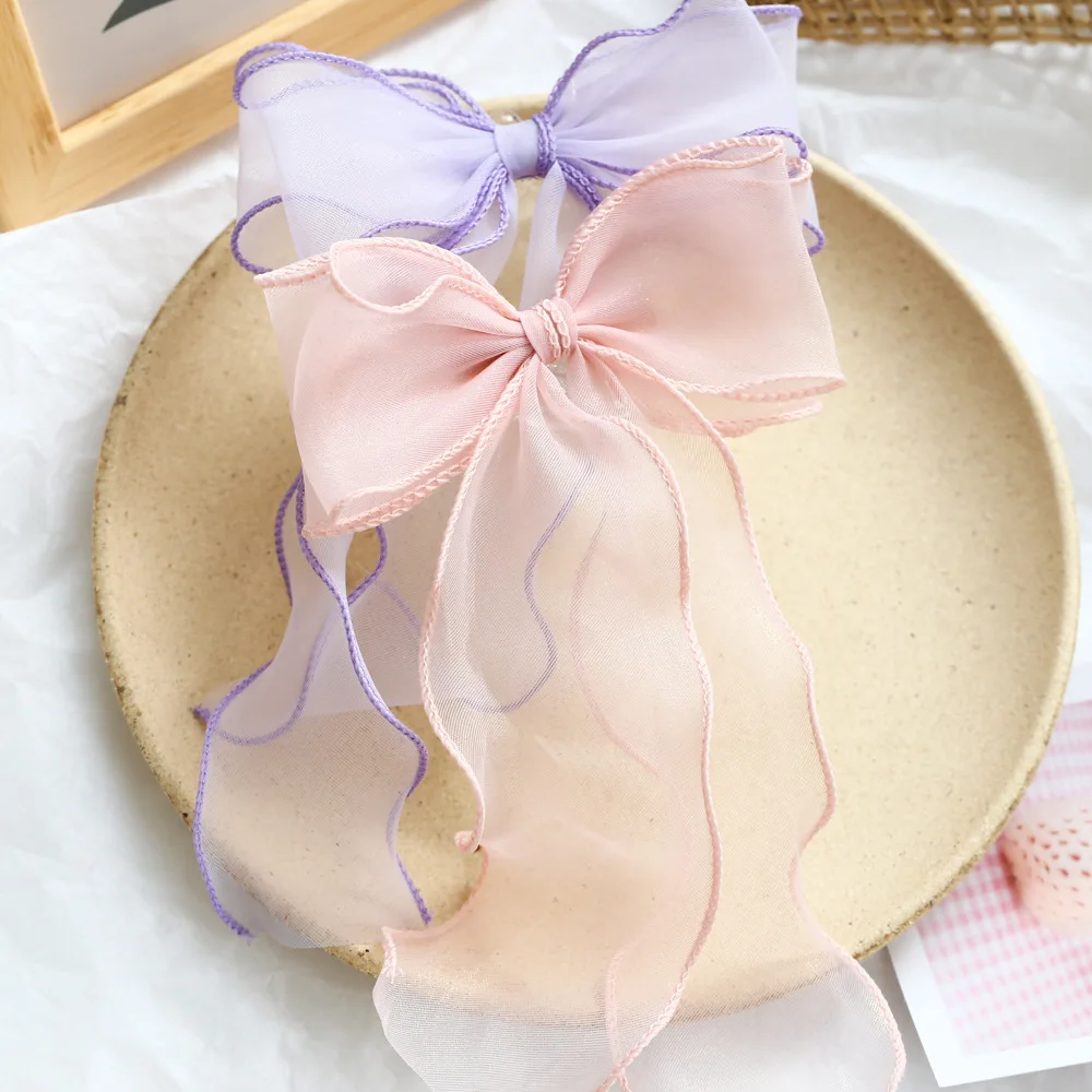 Elegant Pink and Purple Chiffon Bow Hair Clip – Perfect Gift Hair Accessory