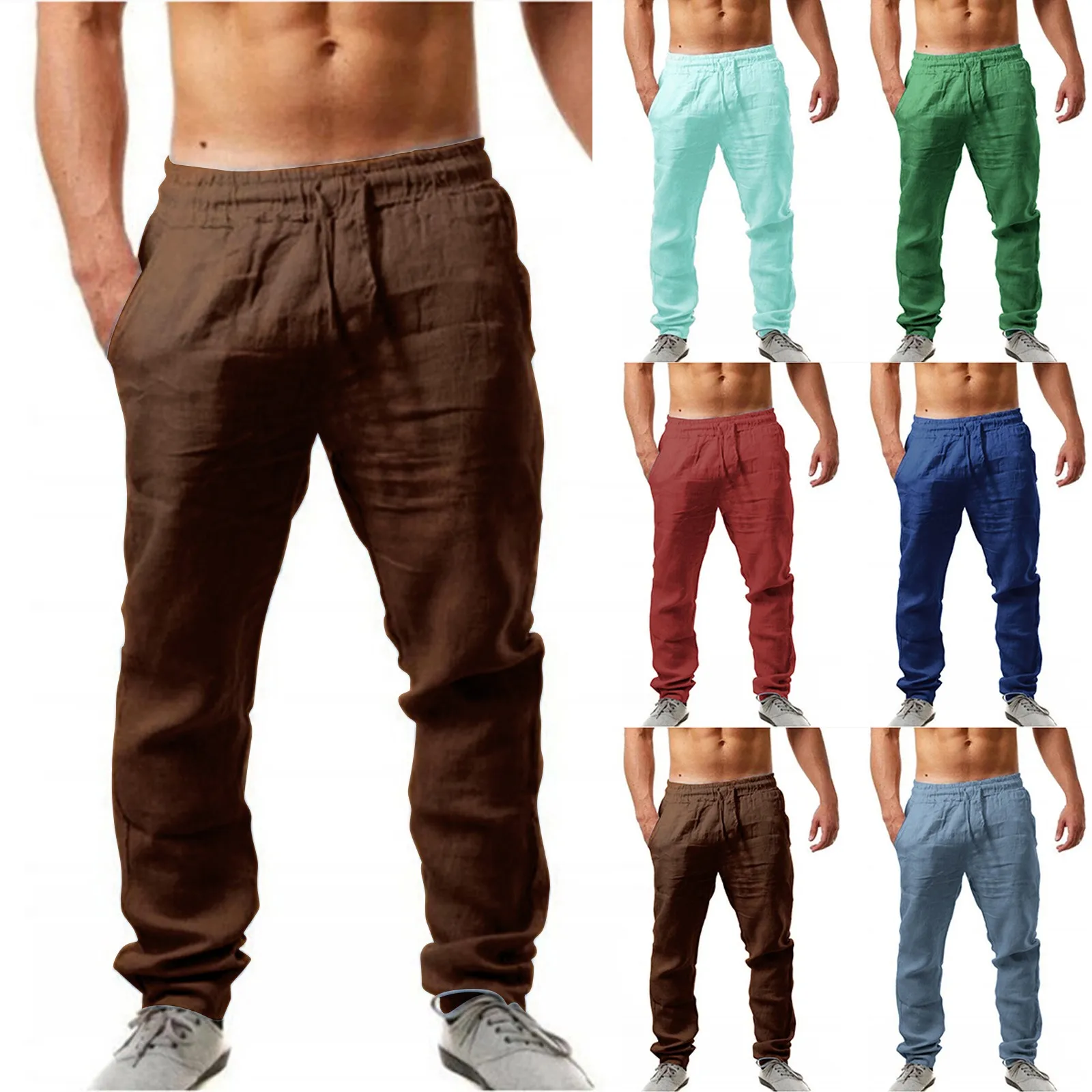 Hot Men Cotton Linen Pants Male Summer quick-dry Breathable Solid Color Linen Trousers Street Casual Comfortable Costume Male