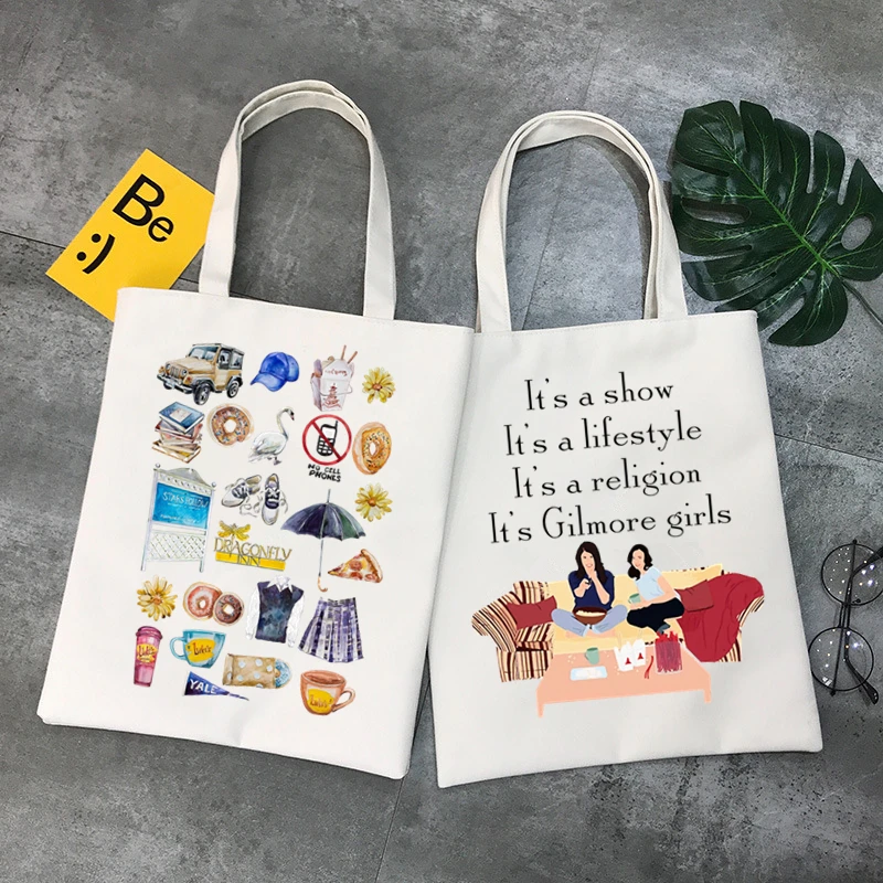 

Gilmore Girls Luke's Diner Drink Coffee Shoulder Canvas Bags Large Capacity College Harajuku Handbag Women Bag Shopping Bag