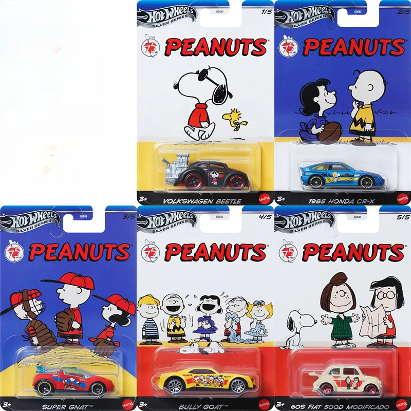 Original Hot Wheels Car Peanuts Racing Club Snoopy Toys Boys 1/64
