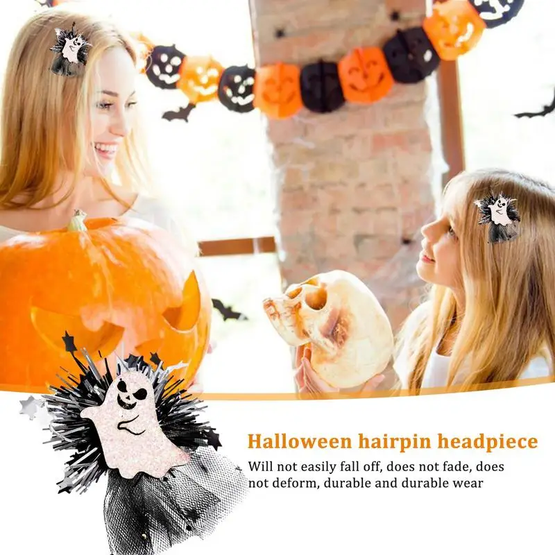 Halloween Glitter Hair Clips For Kids Long-Lasting Halloween Hairpin Hair Clips Comfortable Glitter Headband For