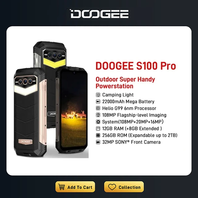 DOOGEE S100 Pro 22000mAh 108MP Rugged Smartphone ,12GB+256GB ,Helio G99  6.58 120Hz Rugged Phone Android 12 Phone Camping Light - AliExpress