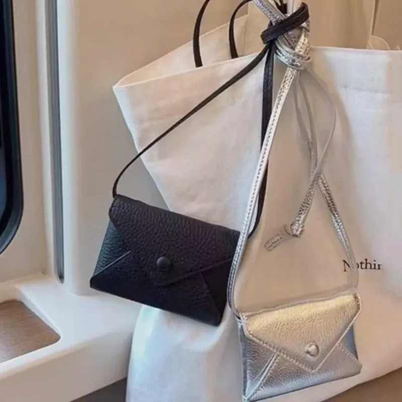 Mini Bag Necklace PU Leather Shoulder Bag Solid Color Waist Bag Coin Purse Crossbody Bag Multifunctional Storage Pouch 6Colors