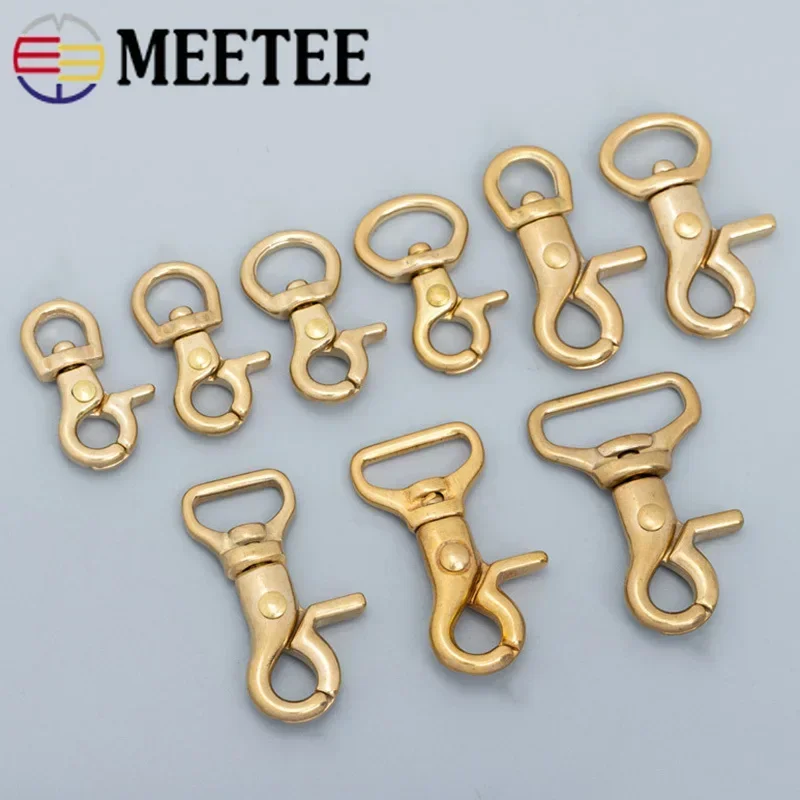 Meetee 2/5Pcs 8-25mm Solid Brass Buckle Bag Lobster Clasp Swivel