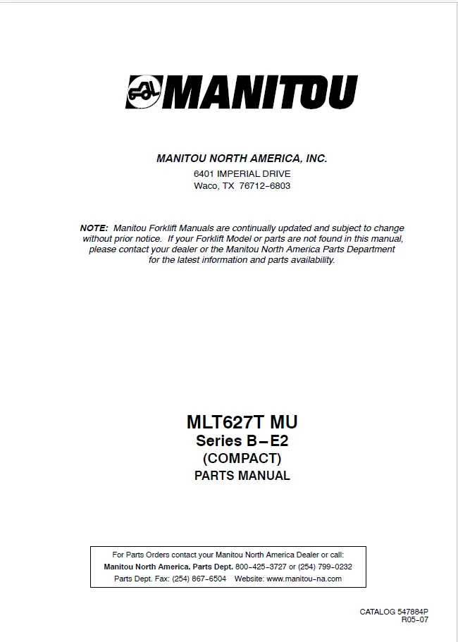 

Manitou Forklift USA Parts Catalogues