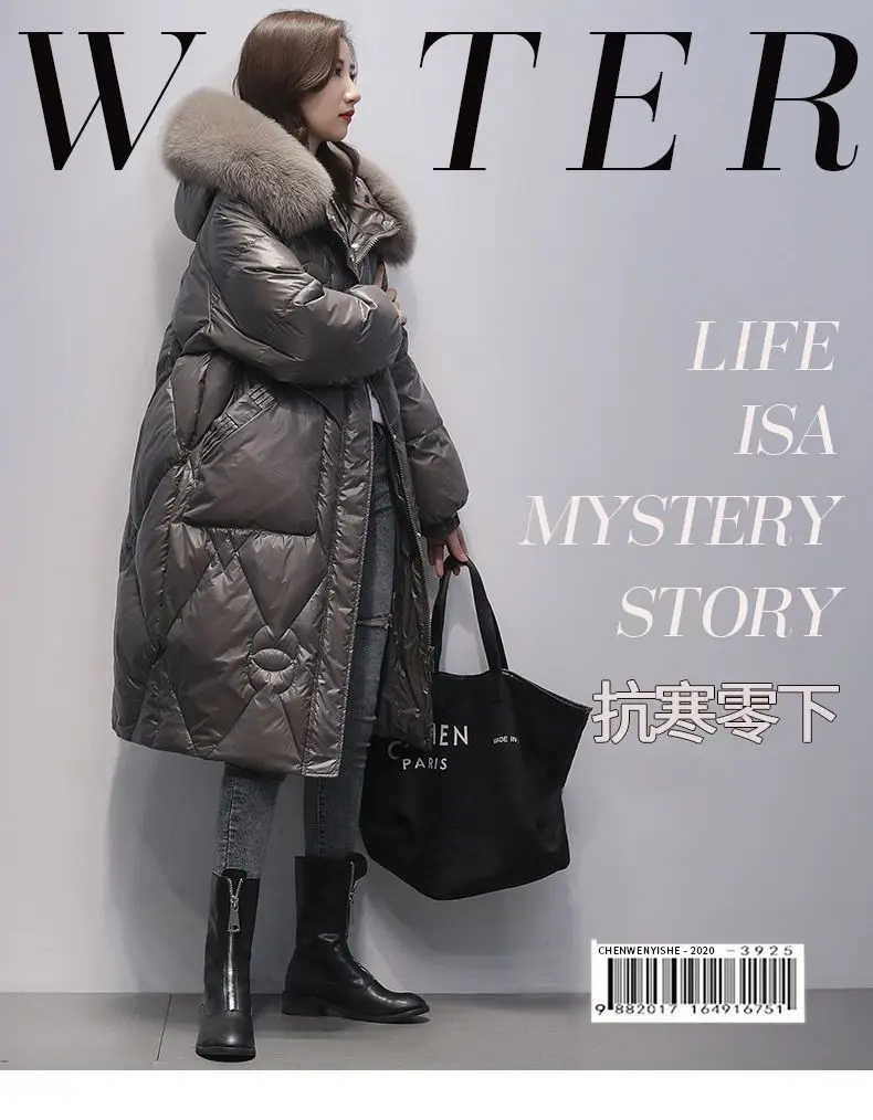 New Oversized Womens Down Cotton Jacket Winter Warm Jackets Coat Long Hooded Fur Collar Parka Overcoat Female Cold Jackets Black