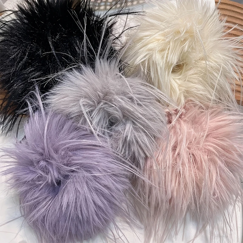 10-15 Cm Feather Hair Ring Furry Lightweight Feather Hair Scrunchies Women Headwear Hair Accessories Plush Cuff Bracelet