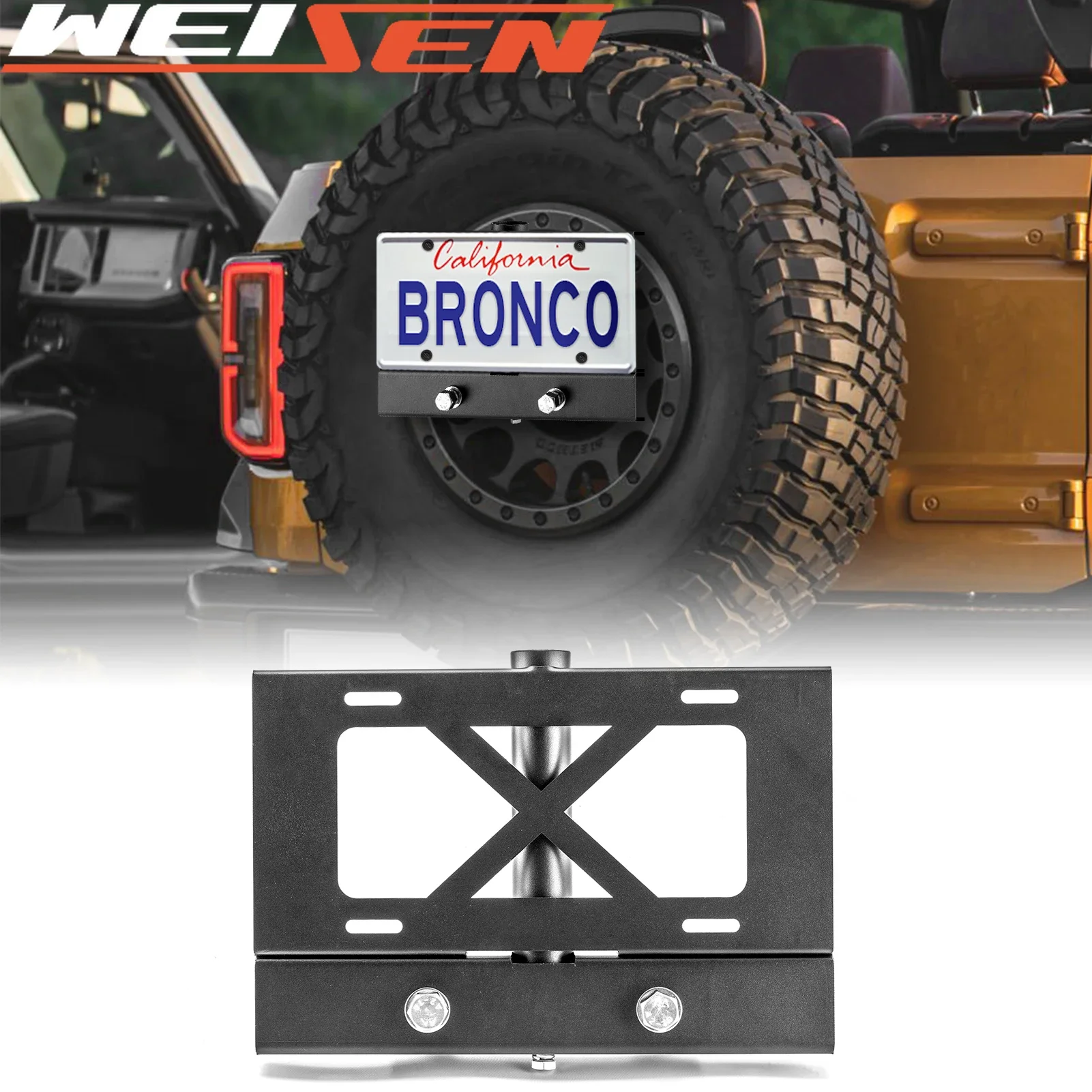 

Rear Spare Tire License Plate Relocation Mount Bracket For Ford Bronco 2021-2024