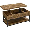 Rustic Lift Top Coffee Table w/Hidden Compartment & Open Shelf, Lifting Tabletop Coffee Accent Table for Living Room 1