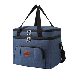 Versatile Double-Layer Insulated Tote Bag - Large Capacity for Travel and Picnics with Shoulder Strap (Big Navy Blue)