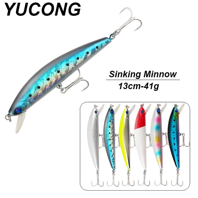 YUCONG 1PX Sinking Minnow Bait 13m-41g Diving Fishing Lure Trolling Wobbler  Artificial Hard Bass Isca Pesca leurres de pêche mer - AliExpress