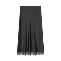 Women's Skirts Fashion Lace Decoration Satin Midi Skirt Vintage Women High Waist Long Skirts - Image 5