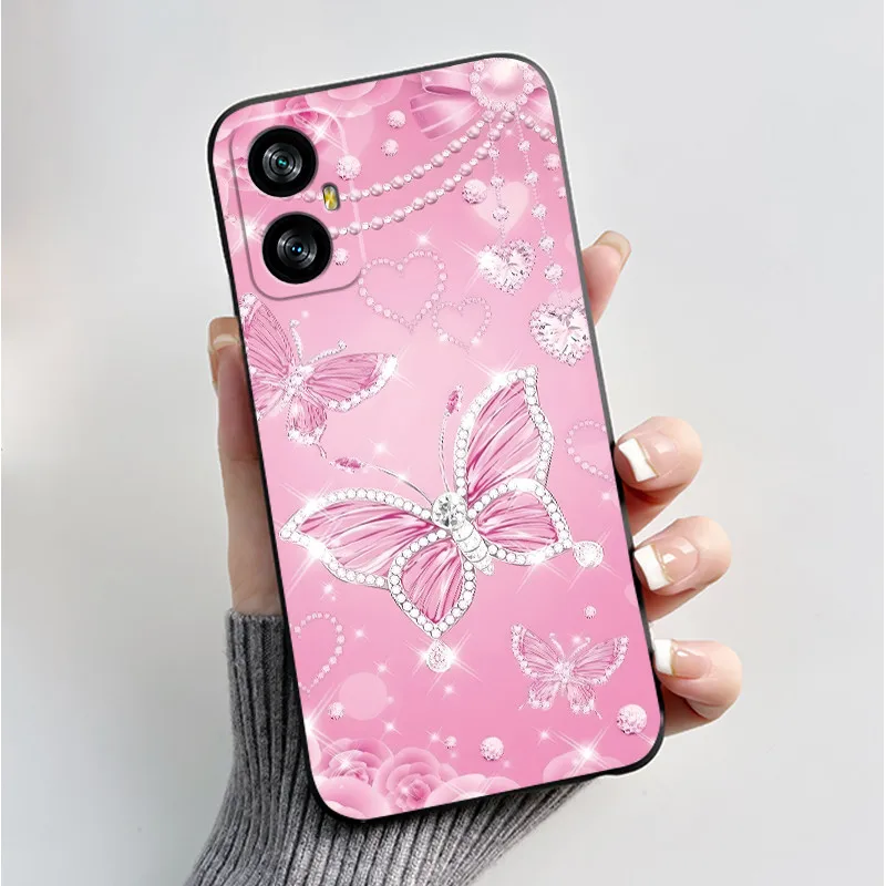 Elegant Butterfly Flower Black Soft Silicone Phone Case - Premium Back Cover