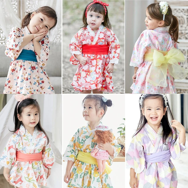 Roupas Étnicas Bebé Menina Macacão Estilo Japonês Kawaii Meninas Floral  Impressão Kimono Vestido Para Crianças Traje Infantil Yukata Roupa Asiática  De $169,37