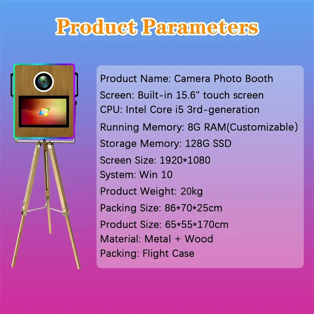 Portable Magic Mirror Photo Booth 15.6 inch Touch Screen DSLR Photobooth Machine with Flight Case for Wedding Party Rental S6014a2c9dc3e4cf1a8e38571b286d18f8