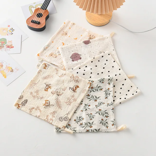 5PCS Soft Absorbent Gauze Cotton Baby Towels Wipe Face Cloths Towel Face Handkerchief Baby Bathing Feeding Washcloth 1