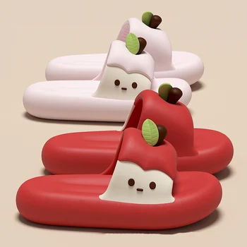 Cute Thick Bottom Apple Slippers Women Summer 2026 New Soft Sole Platform Cloud Slides Woman Comfort Anti Slip Beach Sandals 1