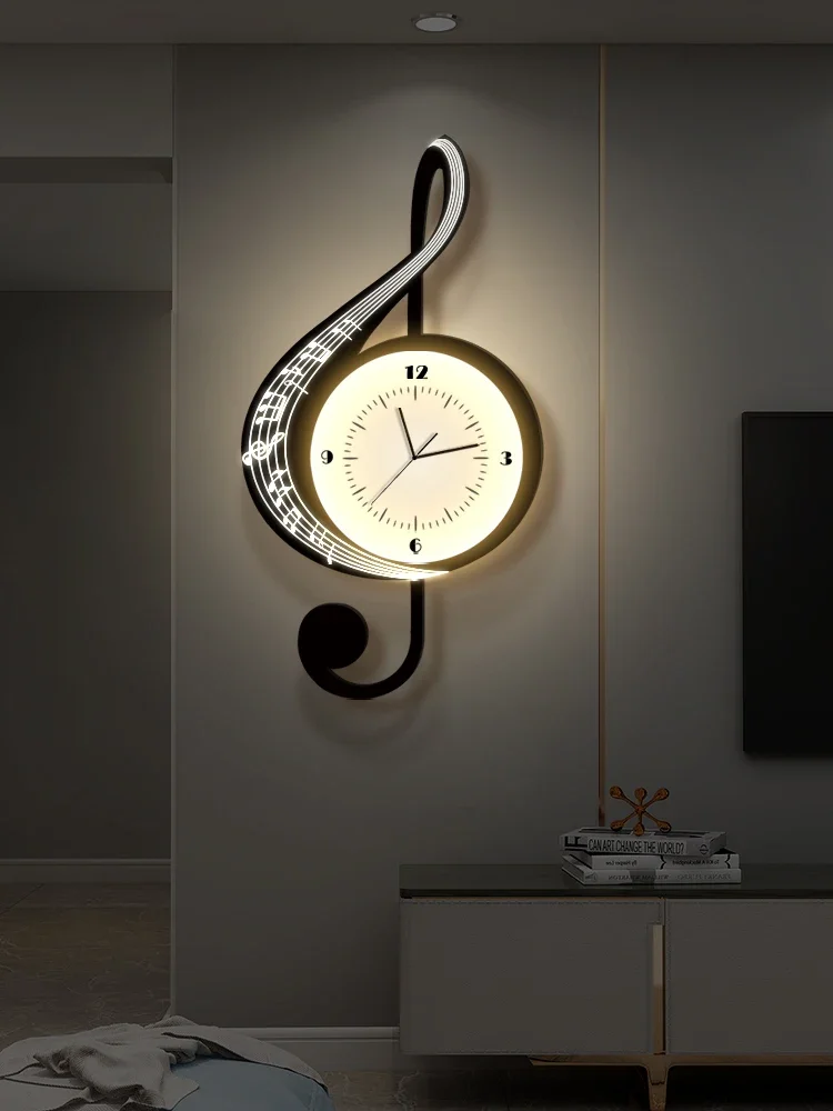 

Music Note Wall Clock Living Room Luxury TV Background Wall Internet Celebrity Creative Clock 2023 New Clock Wall Light Painting