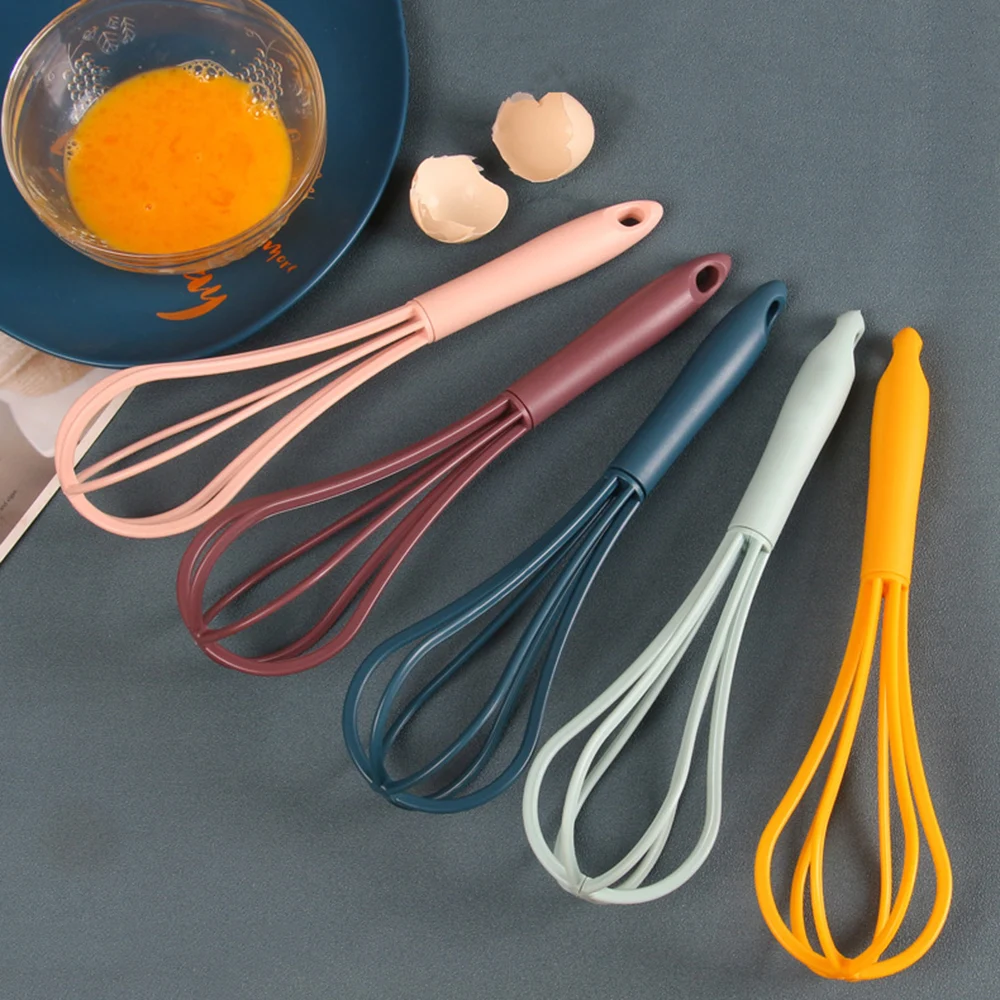 1Pcs Multifunctional Rotary Manual Egg Beater Mixer Mini Plastic Kitchen Egg Whisk Bake Tool Agitator Silicone Whisk egg beater rotary whisk