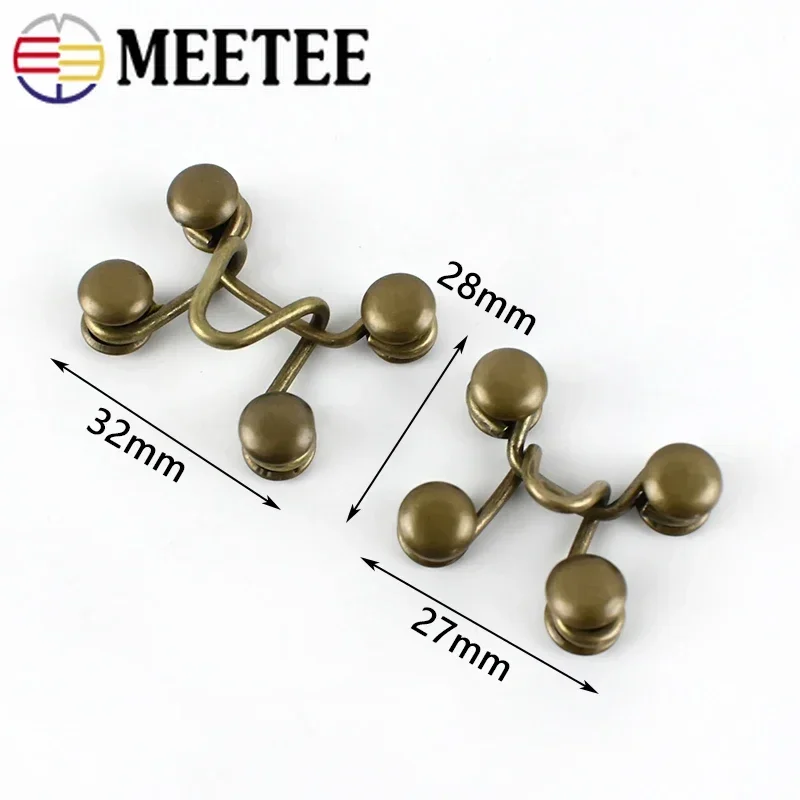 27X28/32X28mm Metal Garment Hooks Jeans Pants Adjust Belt Buckle Removable Rivet Button DIY Invisible Crochet Hook 10Sets