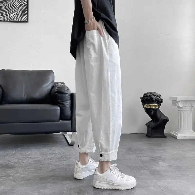 Casual All-match Solid Color Lantern Cropped Pants New Loose High Quality Micro-bomb Streetwear Comfortable Harem Trousers 2022