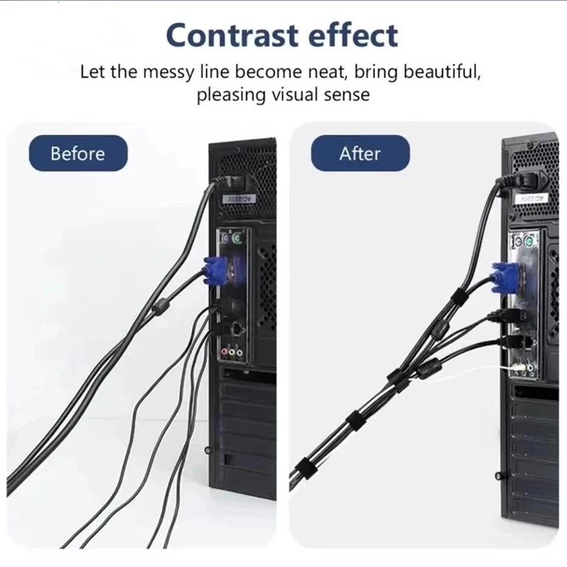 Cable Organizer 5M Hook and Loop Fastener Cable Ties Wire Winder Keeper USB Cables Management Protector Earphone Mouse Cord Ties