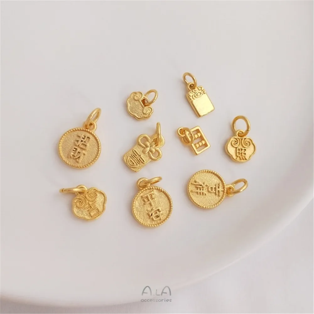 

Sand gold small hanging tag strong good luck luck no matter brand pendant peace joy round brand DIY bracelet string pendant