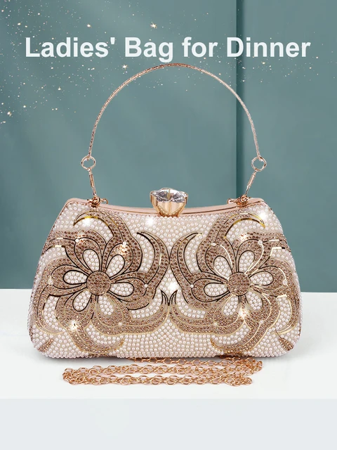 Pochette Donna Con Strass E Diamanti - Borsa Sera Elegante Per Matrimoni E Feste - Foto 14