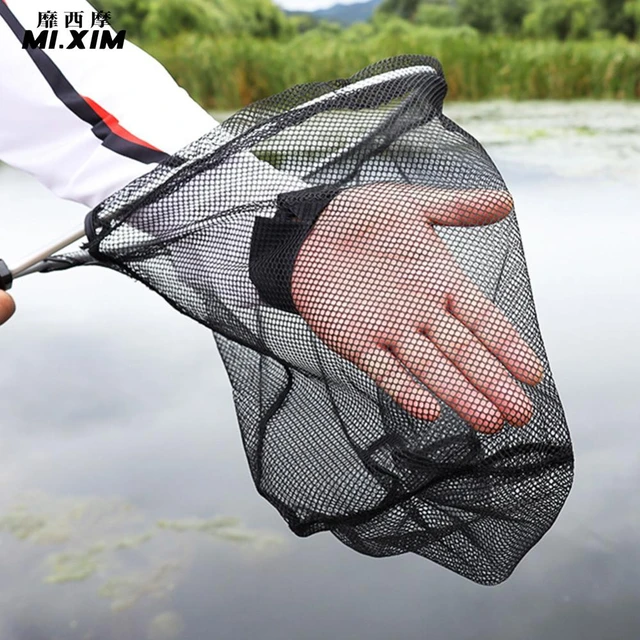 50cm Nylon Landing Net Aluminum Alloy Retractable Fishing Net Portable  Collapsible Mesh Trout Hand Net Foldable