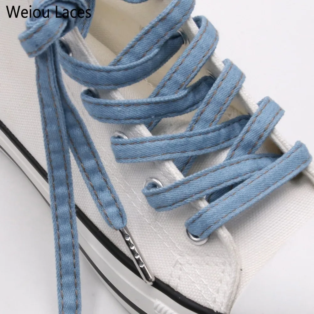 Weiou Premium Flat Denim Shoelaces With Metal Tips Cool Laces To