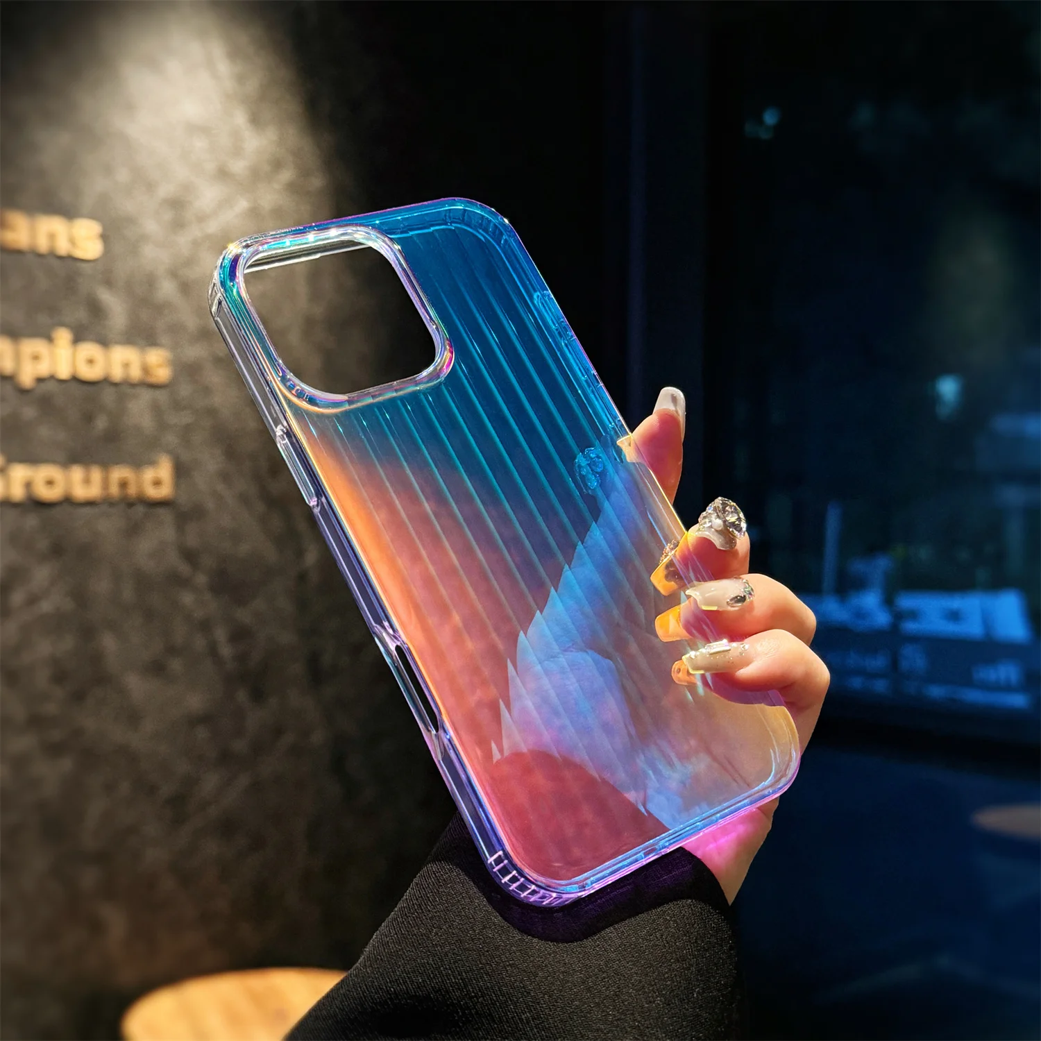 Aurora Gradient Laser Color Luggage-Style Phone Case, Blue