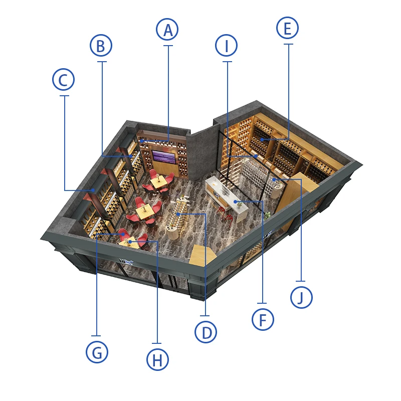 High Quality Whiskey Showcase Customization Wine Shop Design Wood Wine Furniture Bar Glass Display Cabinet