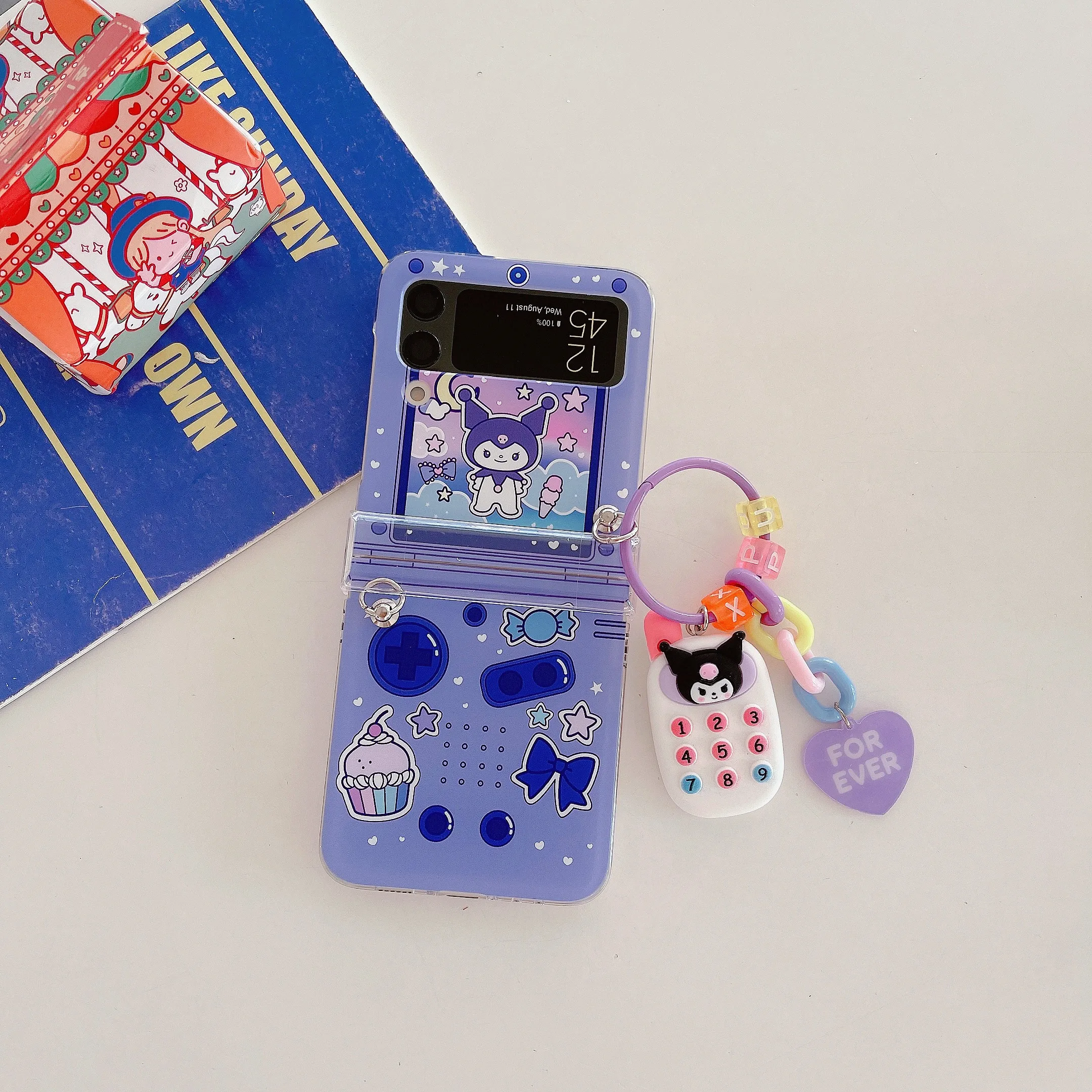Фото Sanrio kuromi my melody 3D украшения браслет чехол для телефона Samsung Galaxy Z Flip 3 4 5 5G ZFlip3 ZFlip4 ZFlip5 Flip3 Flip4 №5