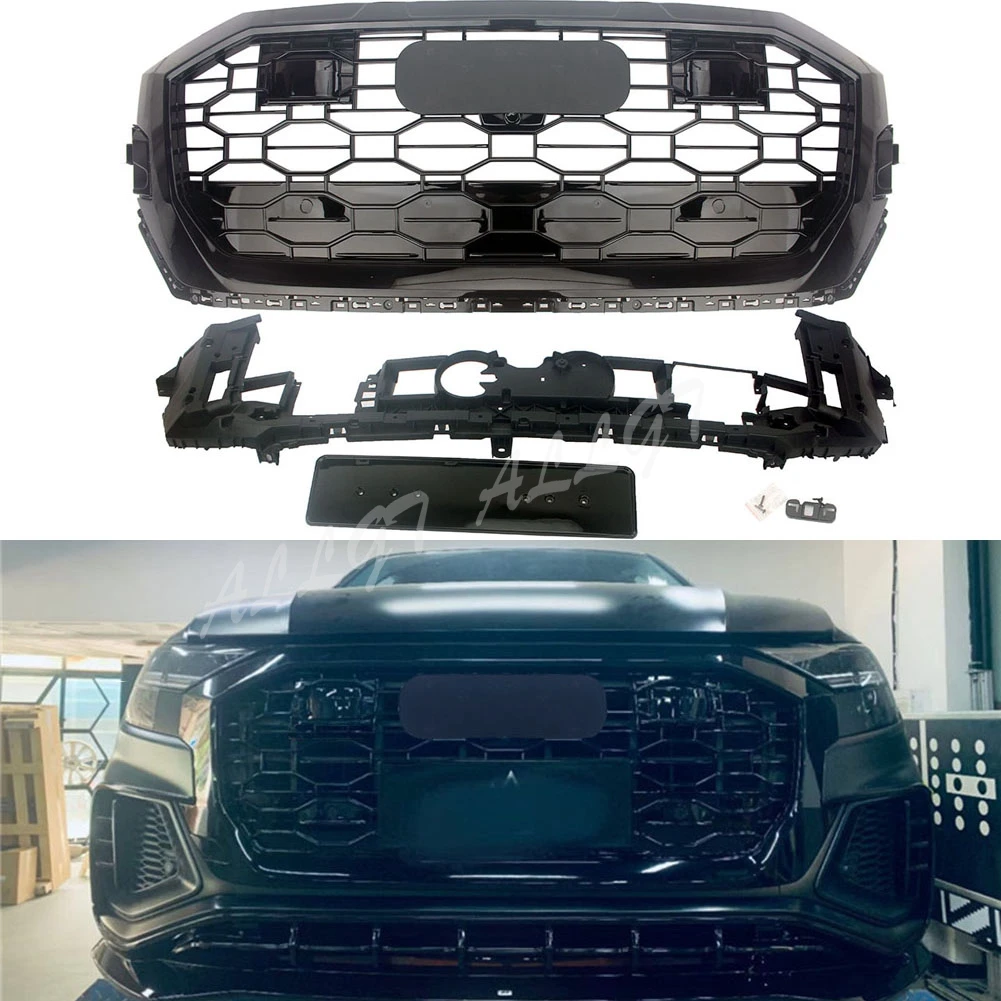 

Front bumper Grille Upper Honeycomb Mesh Grill For Audi Q8 2020 2021 2022 2023 Upgrade RSQ8 Style