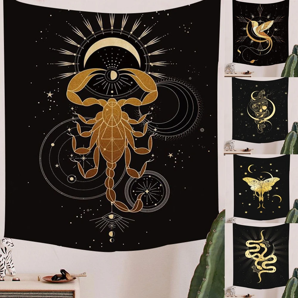 2022GoldScorpionTapestryWallHangingDivinationBlackSkeletonSnake