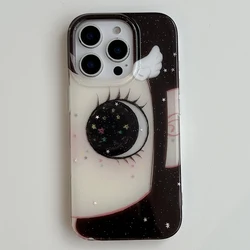 Cute Anime Shining Eyes Cartoon Phone Case with Glittering Comic Girl Design - iPhone 15 (1)