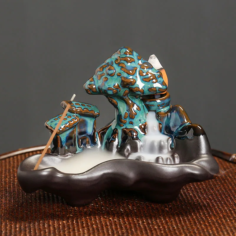 Creative Lucky Fish Ceramic Handicraft Home Ornaments Waterfall Backflow Incense Burner Incense Stick Holder (Without Incense) 4