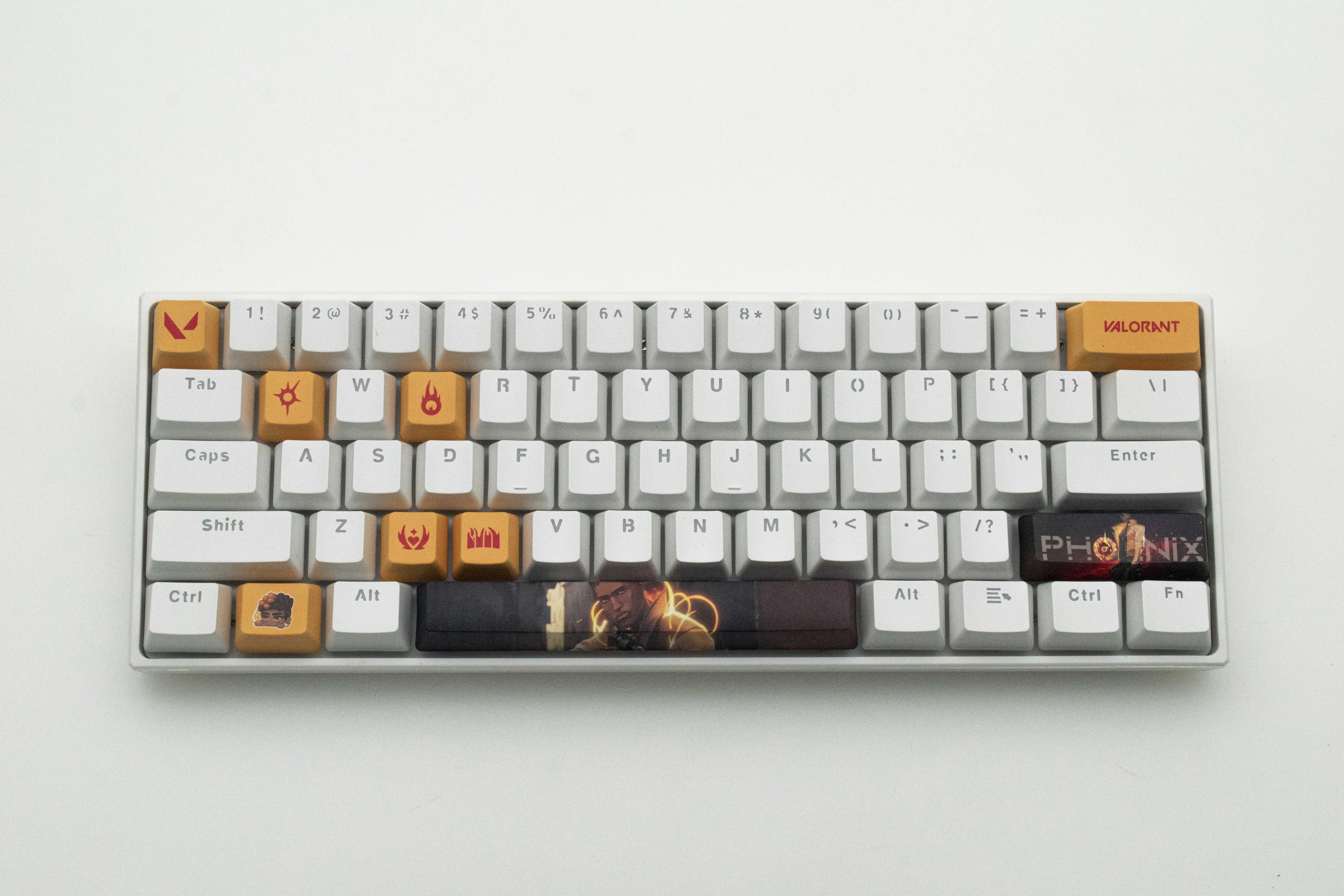 Valorant PBT Dye Sub Keycaps, Phoenix Keycaps, Perfil OEM, 10 chaves