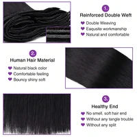 Extensions à clips sans couture, cheveux humains lisses, brésiliens, Remy, naturels, doux, 8 pièces, 120 g, extensions à clips en cheveux humains 4