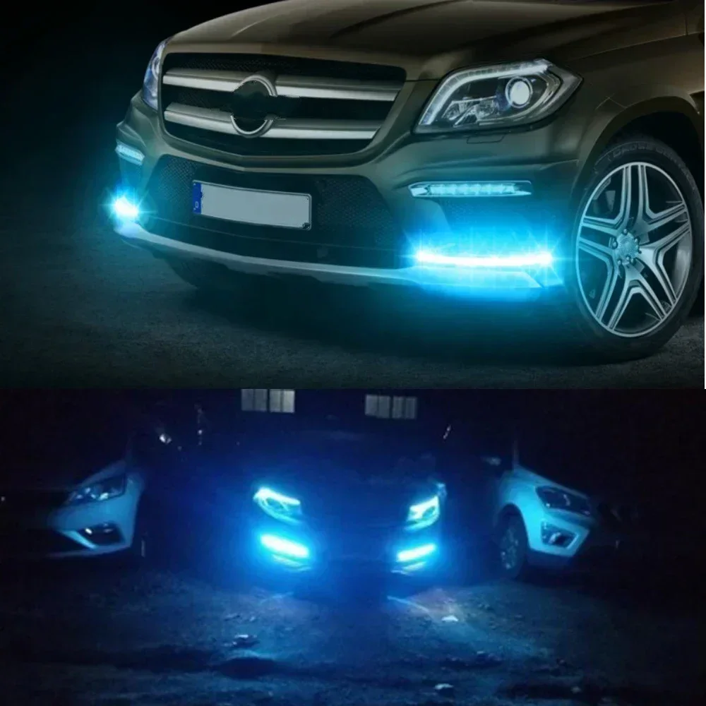 2Pcs Universal Car Led DRL Daytime Running Light Flexible 6SMD White Ice Blue Waterproof Driving Fog Bulb Styling DC 12V Tools
