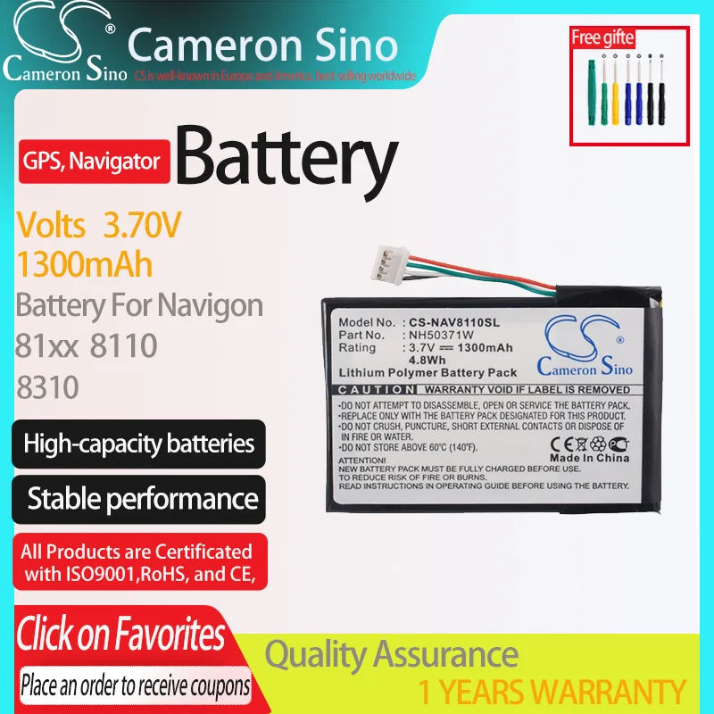 Batteria Cameronsino Per Navigon 81Xx 8110 8310 Per 761Nh50371W, Batteria Navigatore Gps.