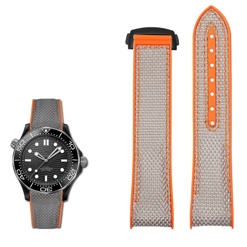 Nylon Rubber Watchband with Deployant Clasp - Silicone Strap Accessory