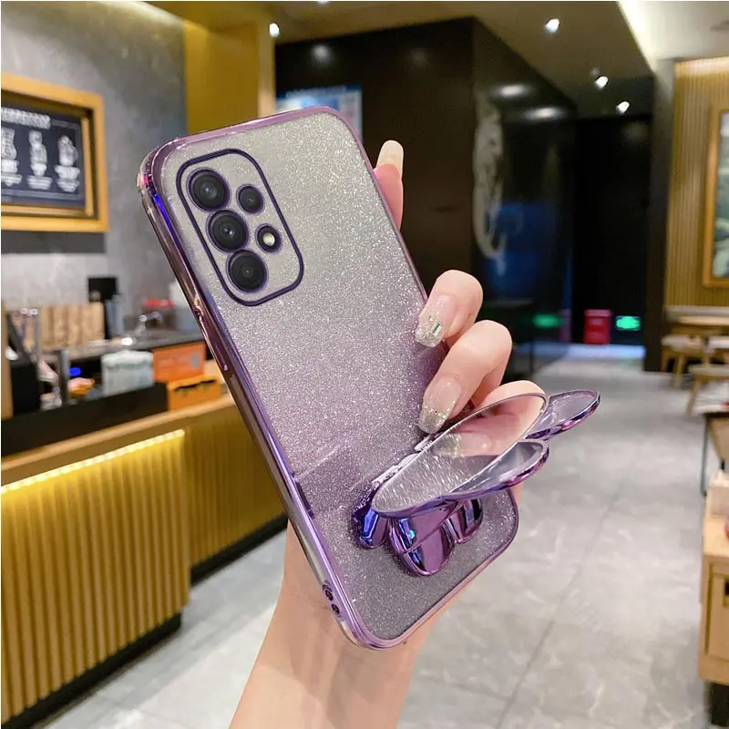 Mirror Rabbit Holder Case On For Samsung Galaxy A53 A52 A33 A73 A51 A31 A71 A23 4g 5G A22 Stand Cover M32 M22 M12_voghion.com