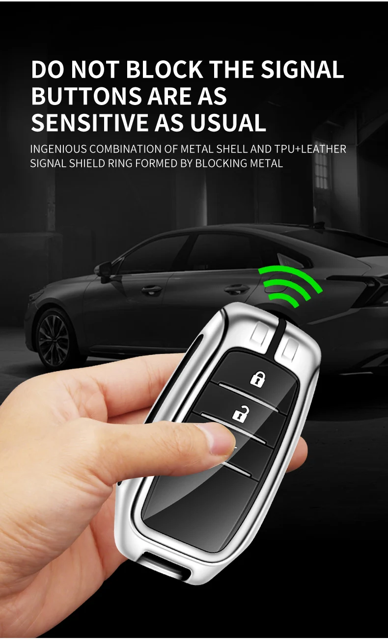 Custodia per chiave a distanza per auto in lega di zinco Shell per Toyota RAV4 Corolla Hilux Fortuner Land Cruiser 200 Camry Sienna Previa Protector - S6015c0861db24b49b652c0583beb42adJ