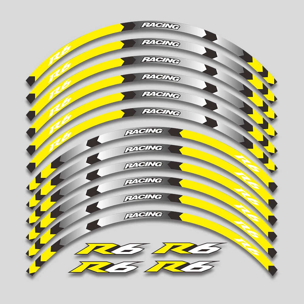 

Motorcycle accessories Wheels Sticker Rim Tire Reflective Stripe Waterproof Decorative Decals Set For Yamaha YZF R6 YZFR6