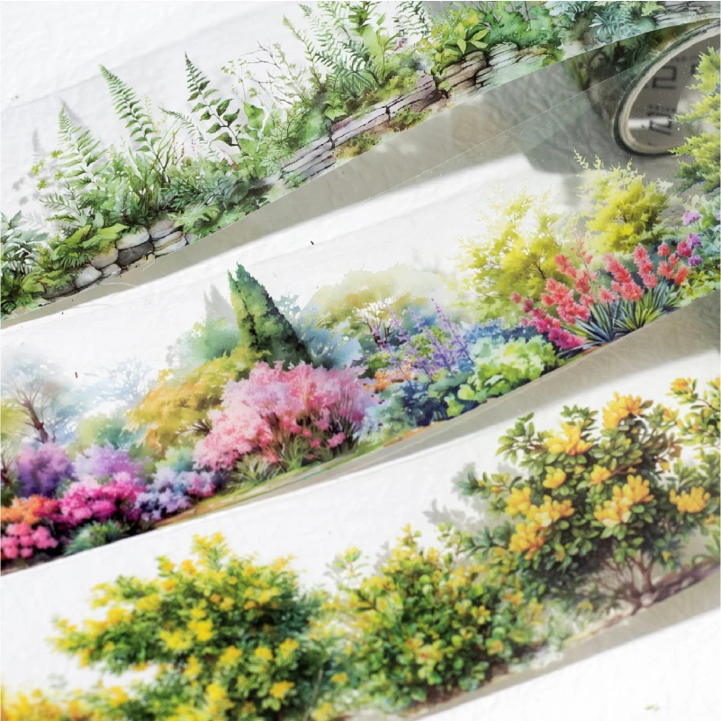 PET Tape Mountain Wild Flower Realm Series Flower Stone Landscape Outdoor Hand Account Collage Material DIY Decoration Card Gift 4