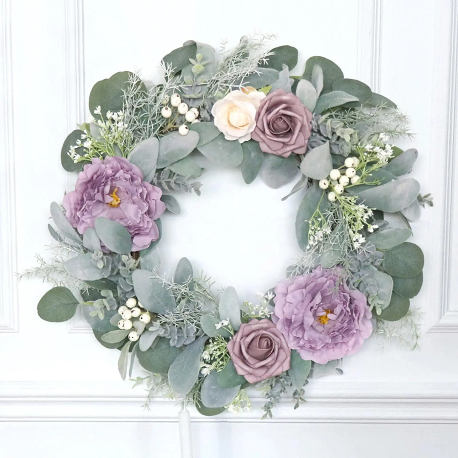 18inch Peony Wreath Valentines Wreath Greenery Leaves for Front decor Door Office Garden