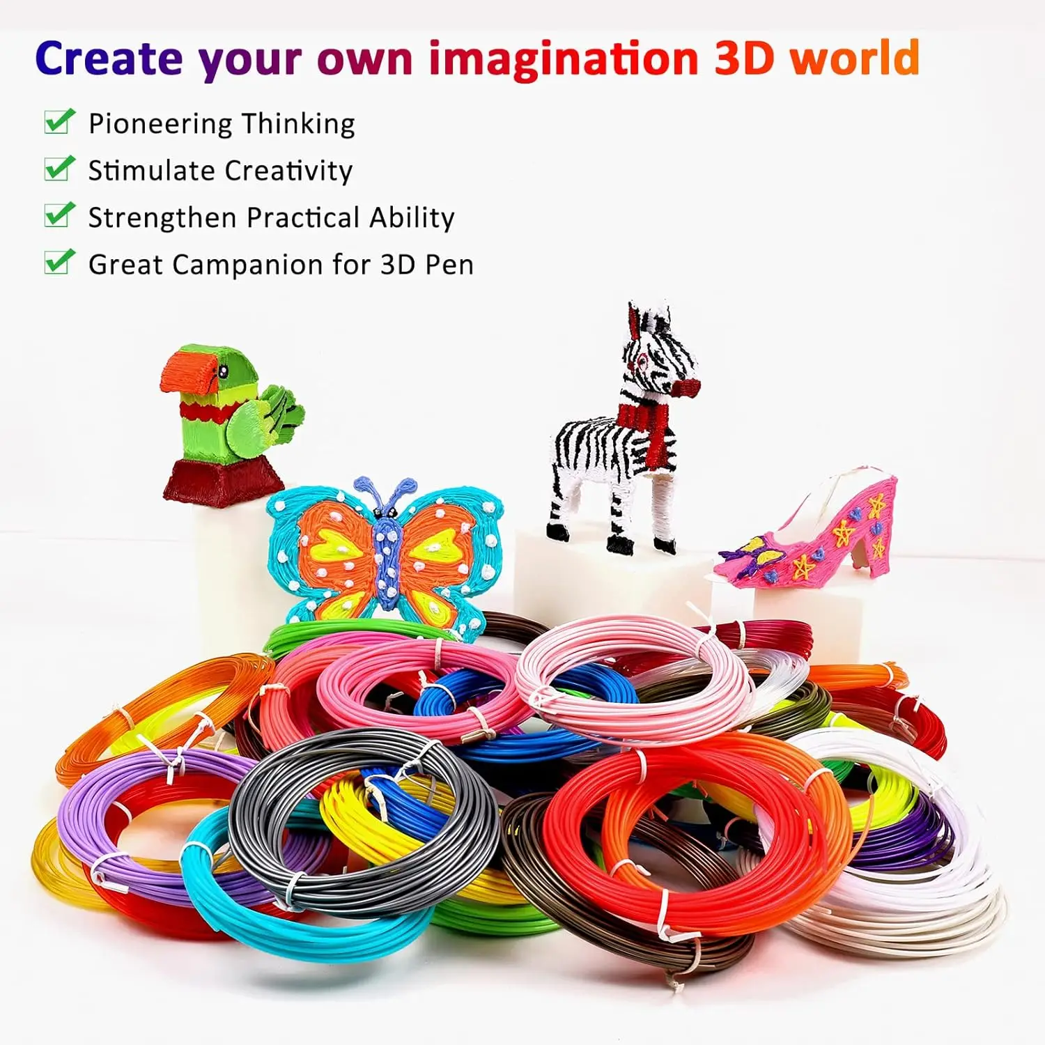 25M 3D Pen Filament PLA PCL 3D Printing Pen Consumables Colored Odorless Safety Plastic Filament Diameter 1.75mm